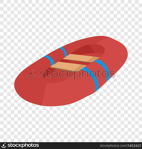 Red inflatable boat icon. Cartoon illustration of inflatable boat vector icon for web. Red inflatable boat icon, cartoon style