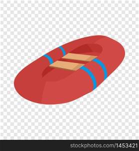 Red inflatable boat icon. Cartoon illustration of inflatable boat vector icon for web. Red inflatable boat icon, cartoon style