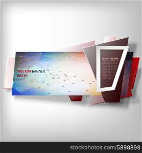 Red Infographic banner, modern abstract banner design for infographics, business design and website template, origami styled vector illustration.