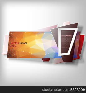 Red Infographic banner, modern abstract banner design for infographics, business design and website template, origami styled vector illustration.