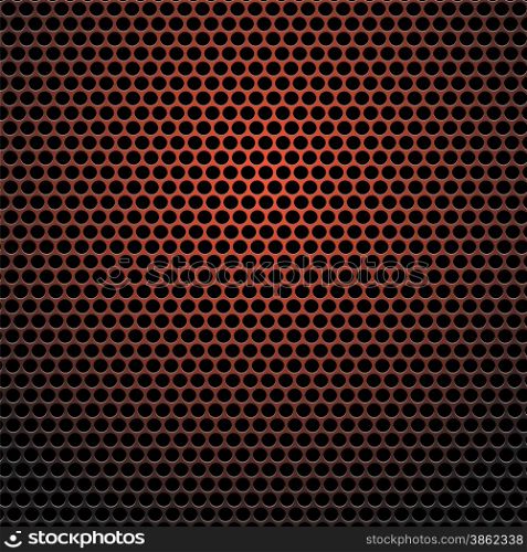 Red Iron Perforated Background. Red Abstract Circle Pattern.. Perforated Background