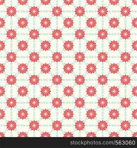 Red Jasmine flower and swirl or spiral seamless pattern on pastel background. Retro or vintage pattern style for classic or sweet design