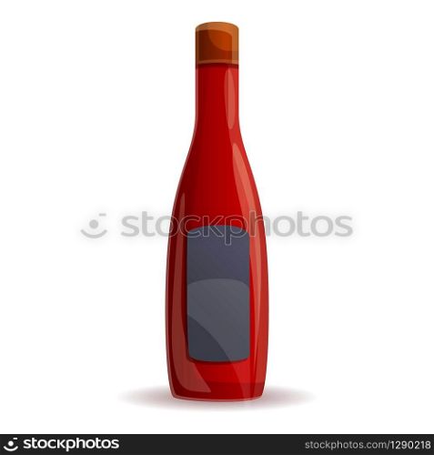 Red ketchup bottle icon. Cartoon of red ketchup bottle vector icon for web design isolated on white background. Red ketchup bottle icon, cartoon style