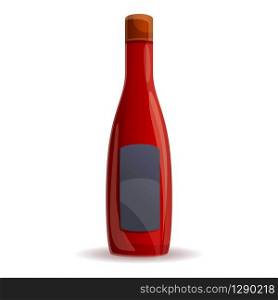 Red ketchup bottle icon. Cartoon of red ketchup bottle vector icon for web design isolated on white background. Red ketchup bottle icon, cartoon style