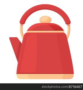 Red kettle icon cartoon vector. Hot boiler. Kitchen pot. Red kettle icon cartoon vector. Hot boiler