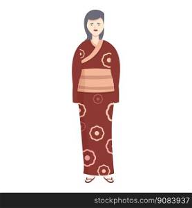 Red kimono icon cartoon vector. Asian person. Asia lady. Red kimono icon cartoon vector. Asian person