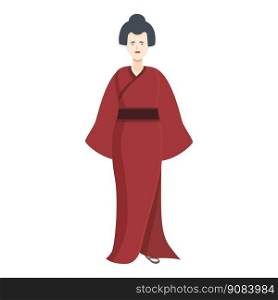 Red kimono icon cartoon vector. Asian person. Wedding girl. Red kimono icon cartoon vector. Asian person