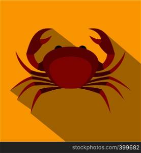 Red king crab icon. Flat illustration of red king crab vector icon for web isolated on yellow background. Red king crab icon, flat style