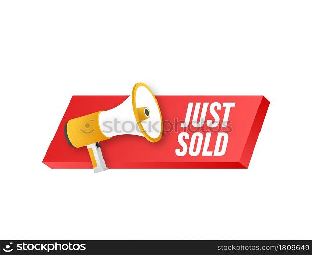 Red label Just sold on white background. Vector illustration. Red label Just sold on white background. Vector illustration.