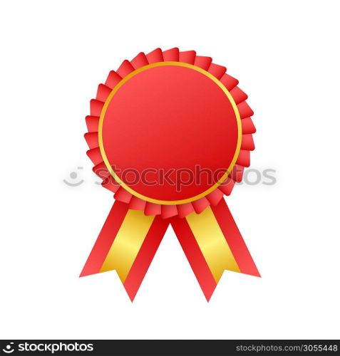 Red label with ribbons. Vector stock illustration.. Red label with ribbons. Vector stock illustration