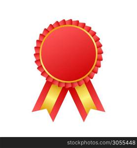 Red label with ribbons. Vector stock illustration.. Red label with ribbons. Vector stock illustration