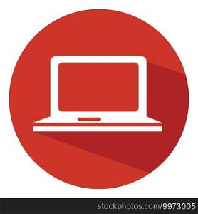 Red laptop, illustration, vector on white background.