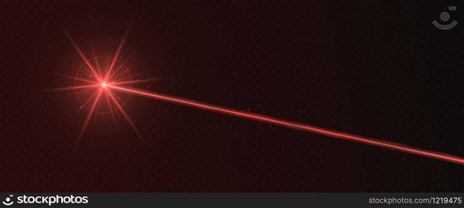 Red laser beam light effect isolated on transparent background. Neon light ray.. Red laser beam light effect isolated on transparent background