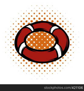 Red lifebuoy comics icon on a white background. Red lifebuoy comics icon