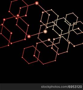 Red light connected dots abstract background, stock vector