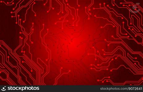Red line circuit computer technology futuristic background design creative vector