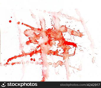 Red lines of blobs, watercolor abstract hand painted background