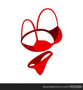 Red lingerie icon in isometric 3d style on a white background. Red lingerie icon, isometric 3d style