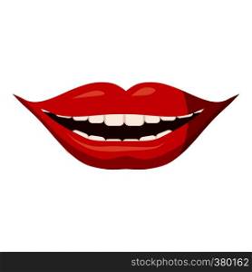 Red lips icon. Cartoon illustration of red lips vector icon for web design. Red lips icon, cartoon style