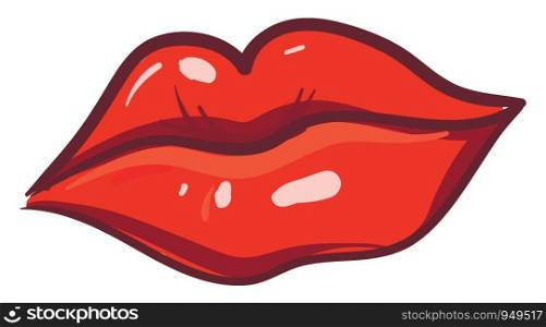 Red lips illustration vector on white background