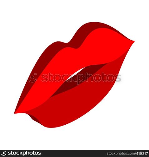 Red lips isometric 3d icon on a white background. Red lips isometric 3d icon