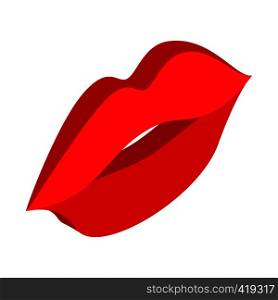 Red lips isometric 3d icon on a white background. Red lips isometric 3d icon