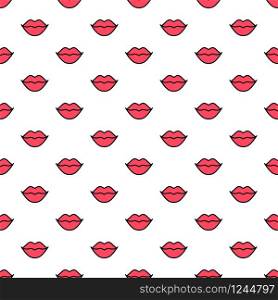 Red lips seamless pattern on white background. Lipstick kiss. Vector illustration. Fashion background in minimal design. Red lips seamless pattern on white background. Lipstick kiss. Vector illustration. Fashion background in minimal design.
