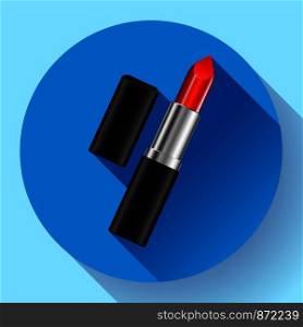 Red lipstick flat icon, cosmetics and makeup icons. Red lipstick flat icon