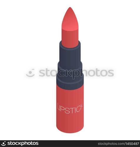 Red lipstick icon. Isometric of red lipstick vector icon for web design isolated on white background. Red lipstick icon, isometric style