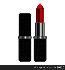 Red lipstick mockup. Realistic illustration of red lipstick vector mockup for web. Red lipstick mockup, realistic style