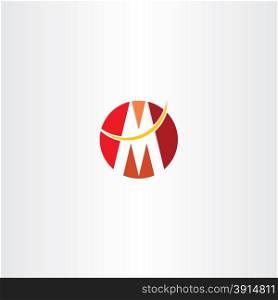 red logo letter m circle icon vector design label