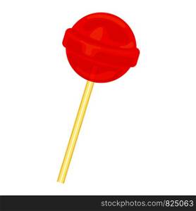Red lollipop icon. Cartoon of red lollipop vector icon for web design isolated on white background. Red lollipop icon, cartoon style