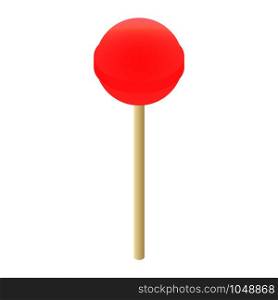 Red lollipop icon. Isometric of red lollipop vector icon for web design isolated on white background. Red lollipop icon, isometric style