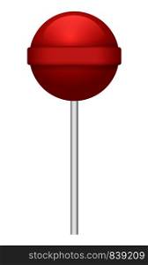 Red lollipop icon. Realistic illustration of red lollipop vector icon for web design isolated on white background. Red lollipop icon, realistic style