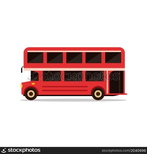 Red london bus isolated on white background. English UK british bus in flat style. Vector stock