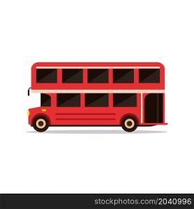 Red london bus isolated on white background. English UK british bus in flat style. Vector stock