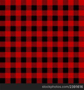 Red lumberjack. Black-red lumberjack. Seamless pattern for plaid. Background for flannel, shirt and cloth. Buffalo texture. Checkered pattern for print, jacket and napkin. Vector.