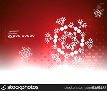 Red magic sky and snow winter abstract background