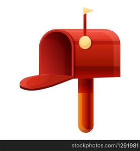 Red mailbox icon. Cartoon of red mailbox vector icon for web design isolated on white background. Red mailbox icon, cartoon style