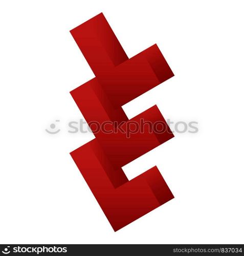 Red map arrow icon. Isometric of red map arrow vector icon for web design isolated on white background. Red map arrow icon, isometric style