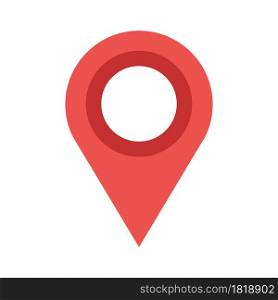 Red map pin vector illustration icon isolated white button element. Position point pin map direction marker place label. Attach thumbtack location pointer icon notice pinned pushpin navigation busines