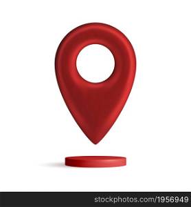 Red map pointer isolated on white background. Find address, location icon concept. GPS 3d Pointer.. Red map pointer isolated on white background. Find address, location icon concept. GPS 3d Pointer. Vector 3d illustration.