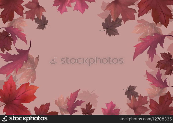 Red maple leaf framed background vector