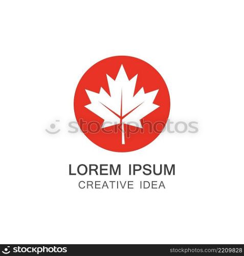 Red Maple leaf logo illustration.