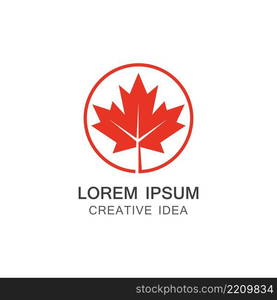 Red Maple leaf logo illustration.