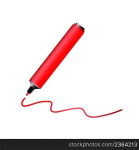 Red marker line for paper design. Writing education concept. Vector illustration. stock image. EPS 10. . Red marker line for paper design. Writing education concept. Vector illustration. stock image. 