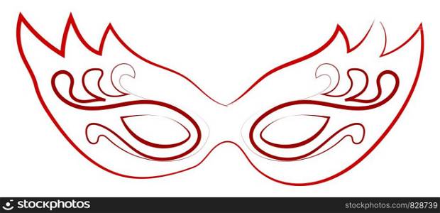 Red mask drawing, illustration, vector on white background.