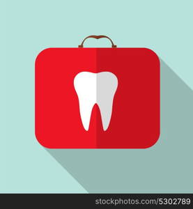 Red Medical Bag with a Tooth Sign with Long Shadow Vector Illustration EPS10. Red Medical Bag with a Tooth Sign, Long Shadow Vector Illus