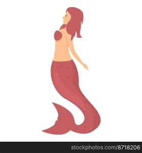 Red mermaid icon cartoon vector. Summer tail. Pretty woman. Red mermaid icon cartoon vector. Summer tail