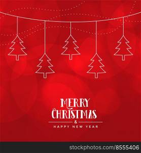 red merry christmas festival card in line style